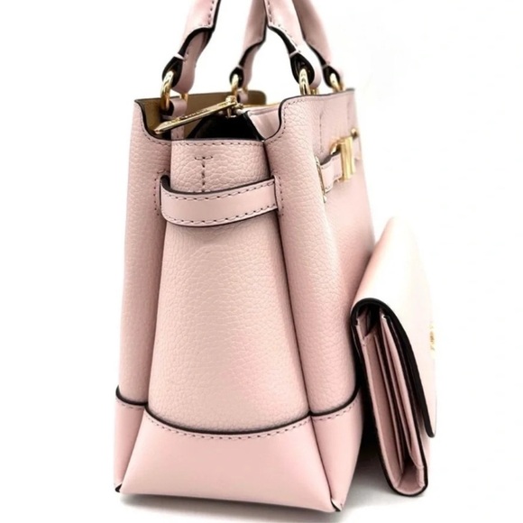 Michael Kors Reed Small Satchel Crossbody Bag & Large Trifold Wallet Light Pink - Picture 4 of 16